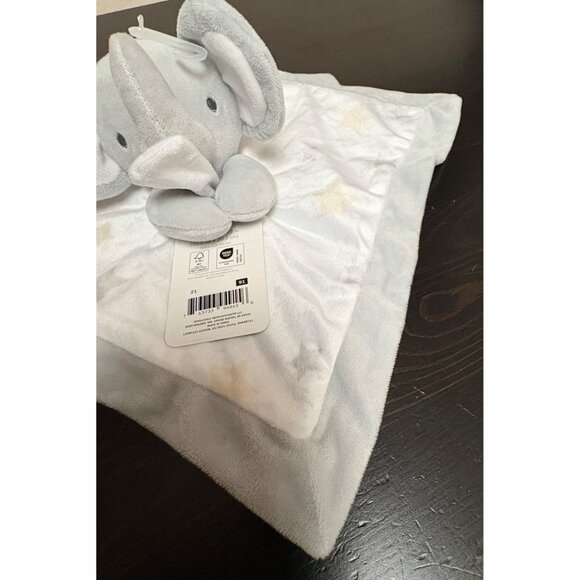 Lullaby Lane Plush Elephant Security Blanket Lovey 12"x12" Gray With Stars NWT - Picture 5 of 6